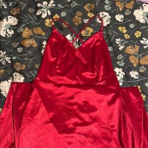 Elegant Red Satin Dress